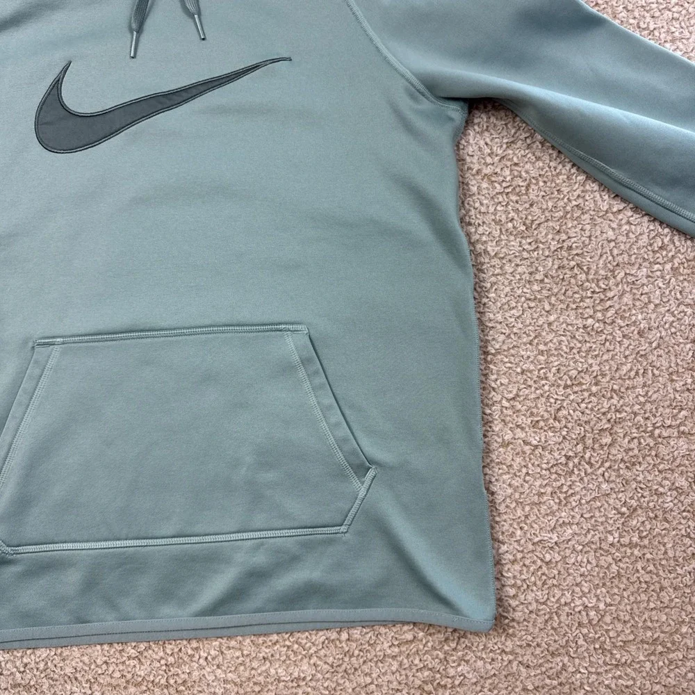Nike Therma Dri Fit Hoodie Women S Teal Swoosh Pullover Fleece Sweatshirt Logo